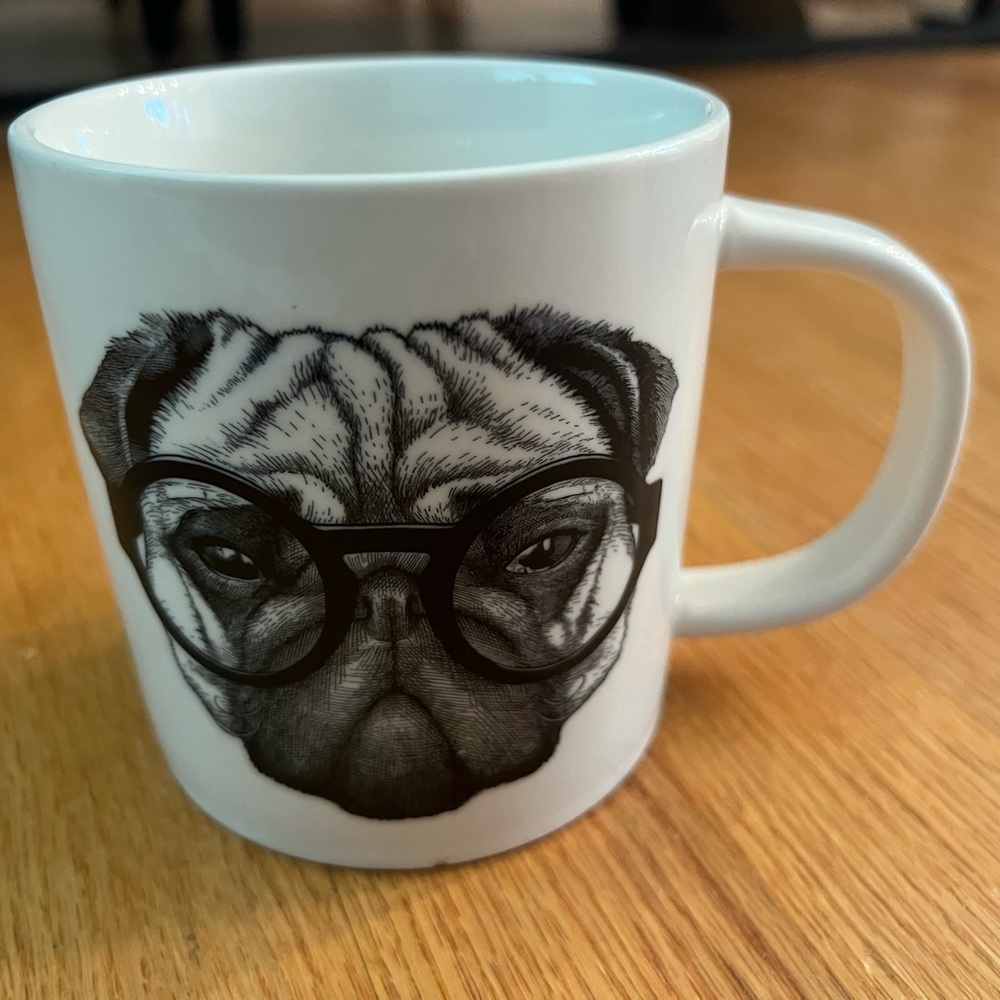 Williams Sonoma Pug dog Roy dobner Signature White Mug